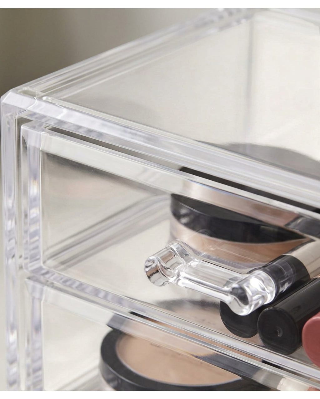 Fablev Clear Acrylic Makeup Organizer 3 Drawer