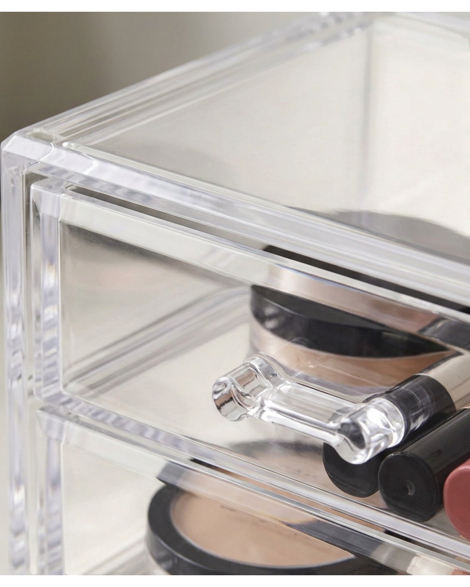 Fablev Clear Acrylic Makeup Organizer 3 Drawer