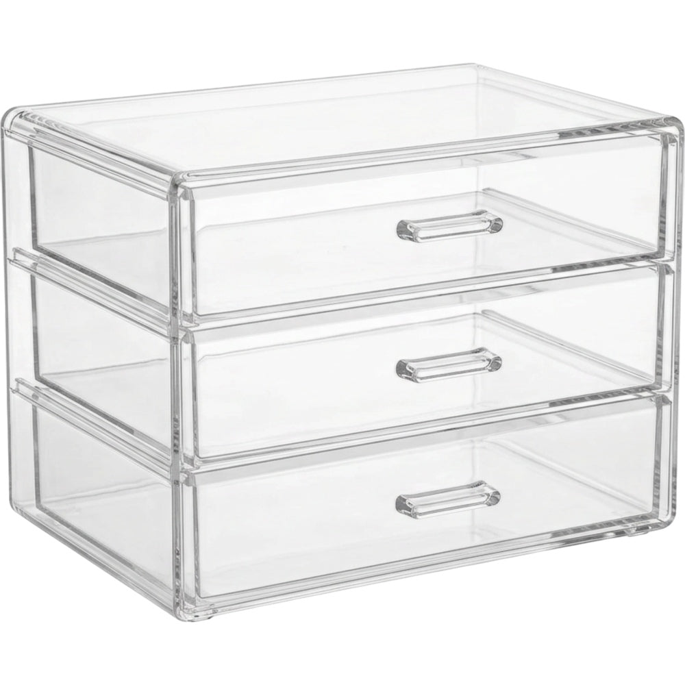 Fablev Clear Acrylic Makeup Organizer 3 Drawer