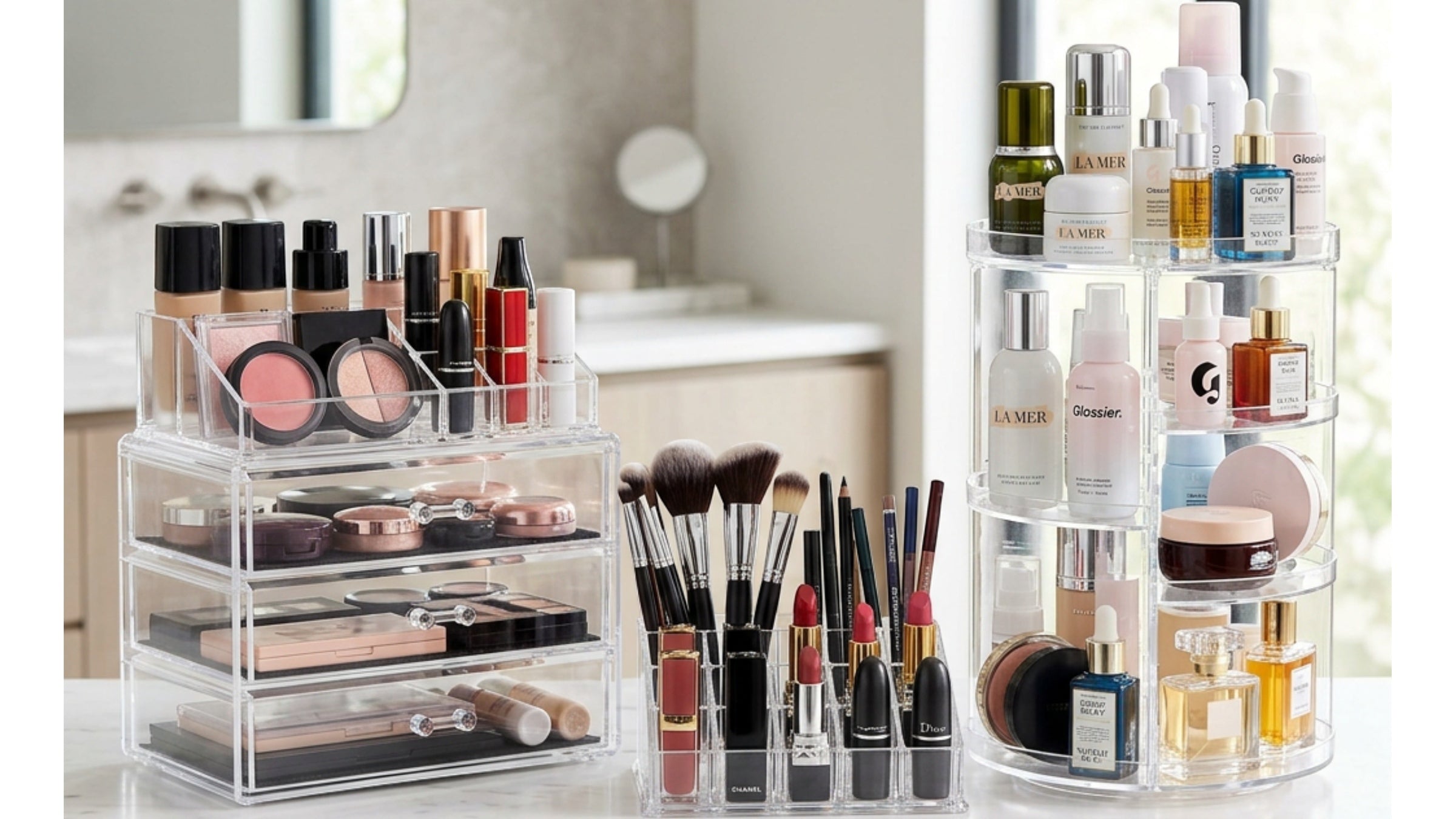 Fablev clear acrylic desktop makeup organizers